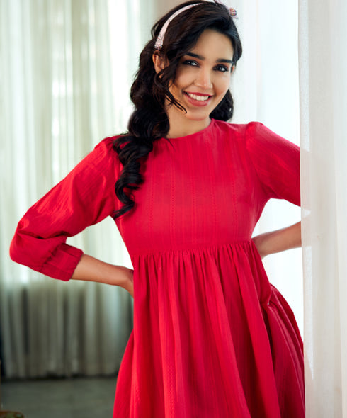 Candice Two Way Red Cotton Dress